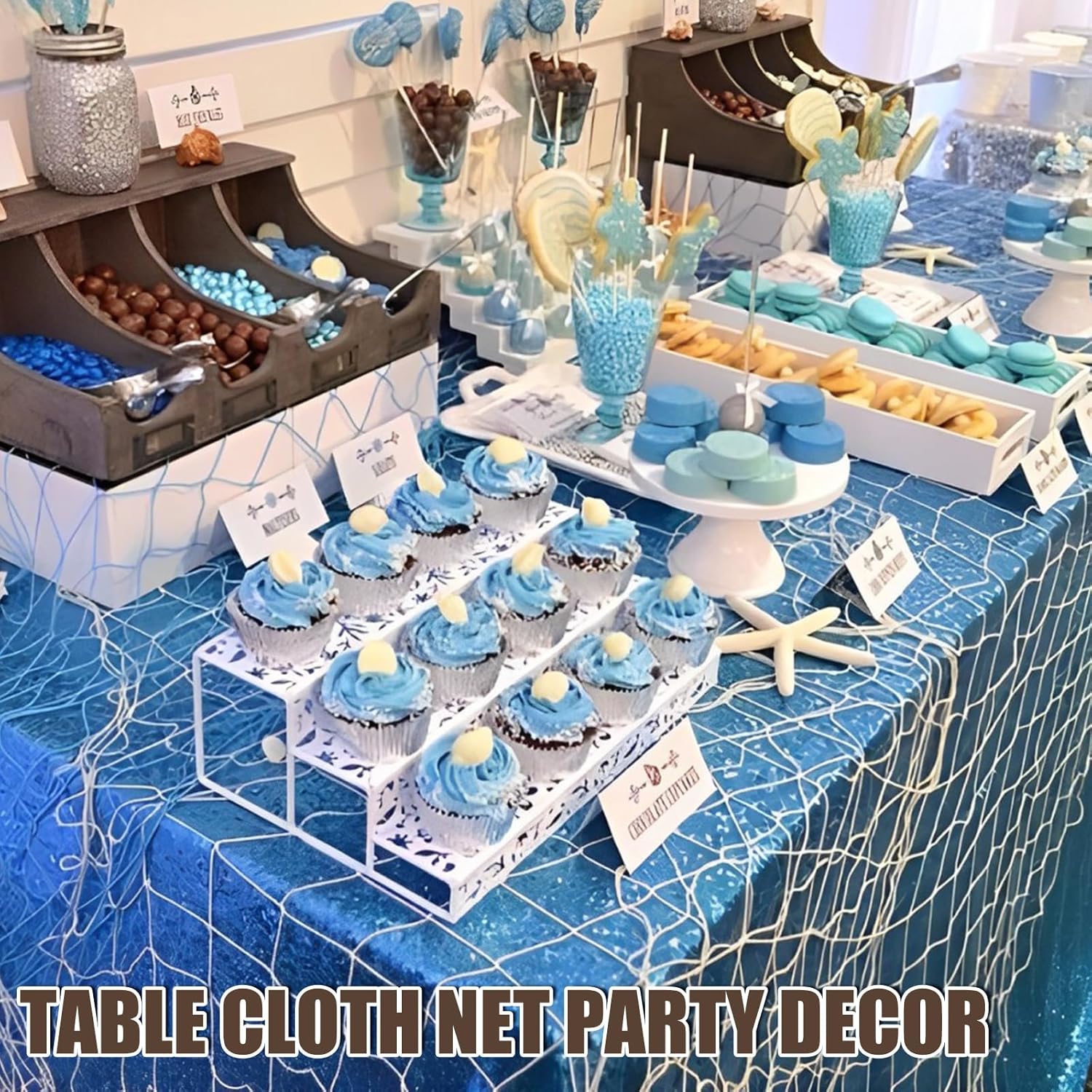 2 Pack Fish Net Decorations for Party,Natural Cotton Hawaiian Party Fishing Net Decorative, Nautical Themed Cotton Fishnet Under The Sea Pirate Ocean Beach Decor - Image 5
