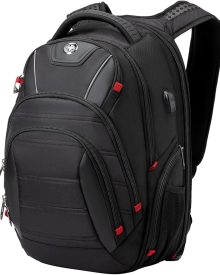 Swissdigital Design Travel Backpack for men, TSA Friendly USB Charging RFID Protection Business Backpack Fits 15.6" Laptops Black | J14-BR