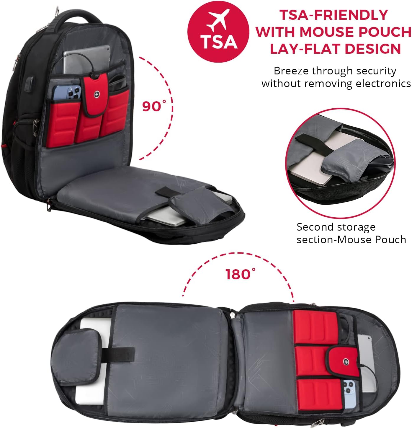 Swissdigital Design Travel Backpack for men, TSA Friendly USB Charging RFID Protection Business Backpack Fits 15.6" Laptops Black | J14-BR - Image 11