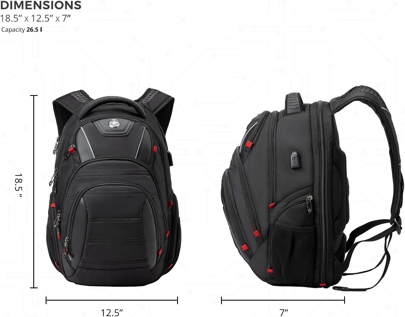 Swissdigital Design Travel Backpack for men, TSA Friendly USB Charging RFID Protection Business Backpack Fits 15.6" Laptops Black | J14-BR - Image 7