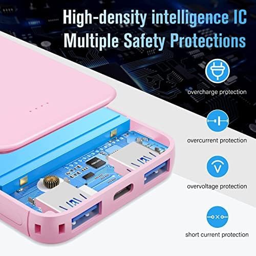 VANYUST S22 Portable Charger, Power Bank, 5000mAh External Battery Pack Compatible with iPhone 15/14/13/12/11/X All Series and Android Phone, Pink - Image 2