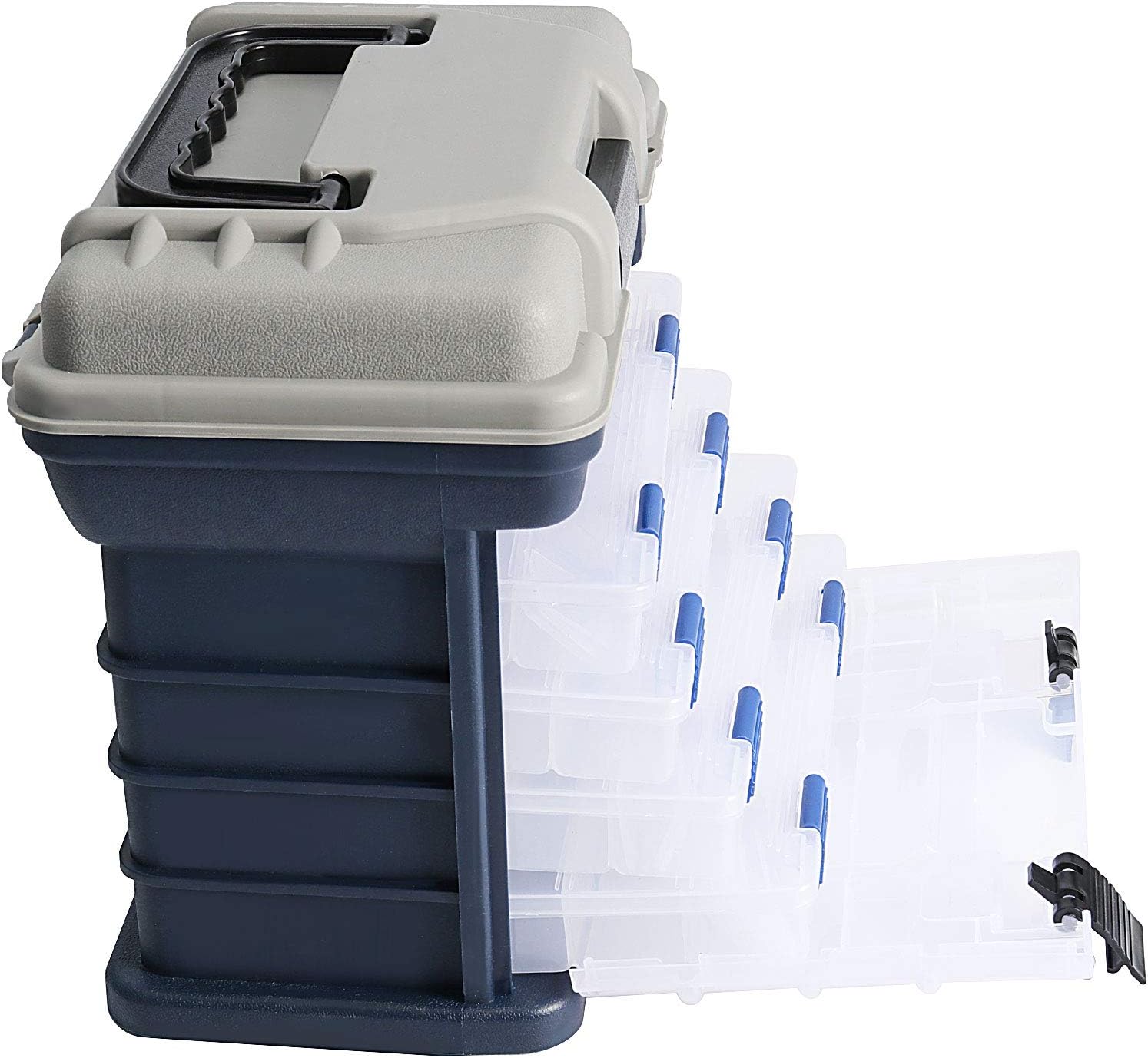ZOENHOU 4 Layers Fishing Tackle Box, 10 x 6.7 x 9.8 Inch Portable Tackle Stuff Tool Boxes Organizer Portable Fishing Stuff Storage Case for Men Women Beginner - Image 3